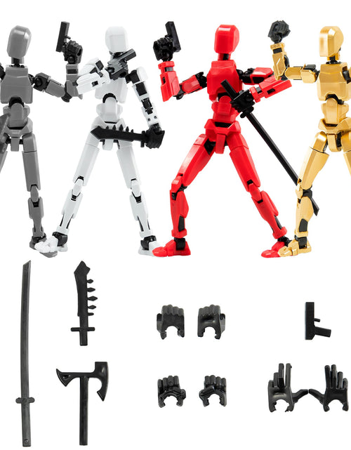 Load image into Gallery viewer, Sulliwayu 4PCS Assembled Titan T13 Action Figures Set Lucky Dummy Nova 13 Action Figure Robot Anime Stick Figures Fidget Toys for Boys Multi Movable Joints Gifts Toys for Kids (Golden+White+Grey+Red)
