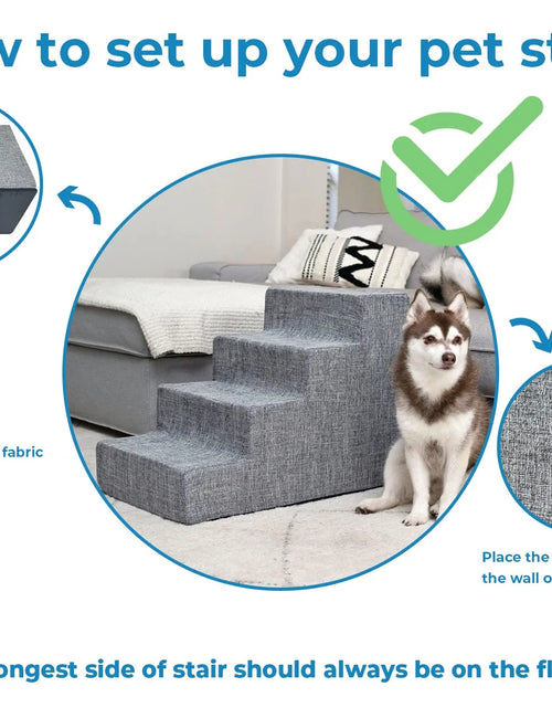 Load image into Gallery viewer, Foam Pet Steps for Small Dogs and Cats, Portable Ramp Stairs for Couch, Sofa, and High Bed Climbing, Non-Slip Balanced Indoor Step Support, Paw Safe - Ivory, 3-Step (H: 13.5&quot;)

