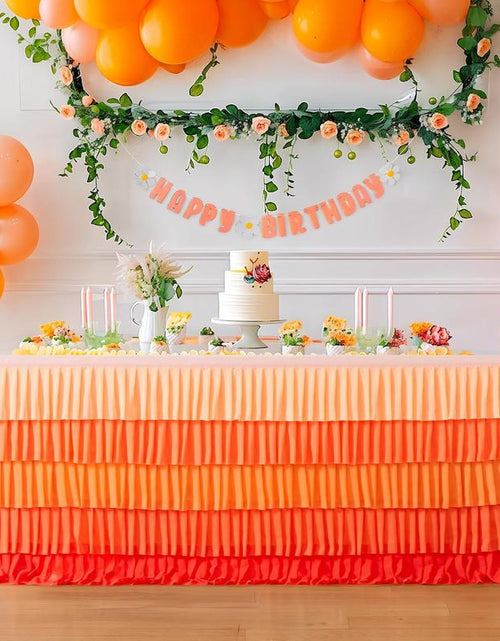 Load image into Gallery viewer, Pastel Rainbow Table Skirt Ruffle Party Tablecloth for Rectangle Table 6Ft Birthday Party Baby Shower
