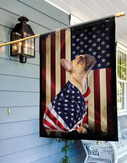 Load image into Gallery viewer, FLAGWIX English Bulldog House Flags, Dog Decor American Flag - 4Th of July Decorations for Home, Yard, House Flag - Patriotic Dog Decor, Double Sided, Heavy Duty Canvas Flag Indoor Outdoor
