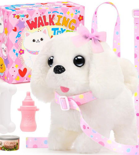 Plush Toys Walking Dog Toys That Can Walk, Bark and Wag Tail,Interactive Electronic Pet Toys Puppy with Leash,Easter Christmas Birthday Gift