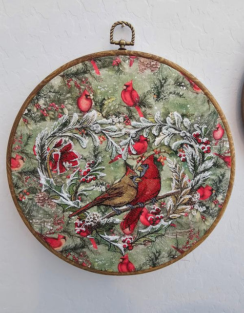 Load image into Gallery viewer, Cardinal Winter Heart Embroidery Wreath Wall Hanging
