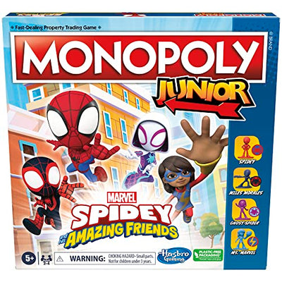 Monopoly Junior: Marvel Spidey and His Amazing Friends Edition Board Game for Kids Ages 5+ with Artwork from The Animated Series Kids Board Games (English)