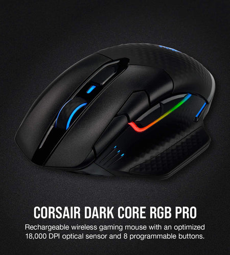 Dark Core RGB Pro, Wireless FPS/MOBA Gaming Optical Mouse with SLIPSTREAM Technology, Black, Backlit RGB LED, 18000 DPI, Optical,Ch-9315411-Na