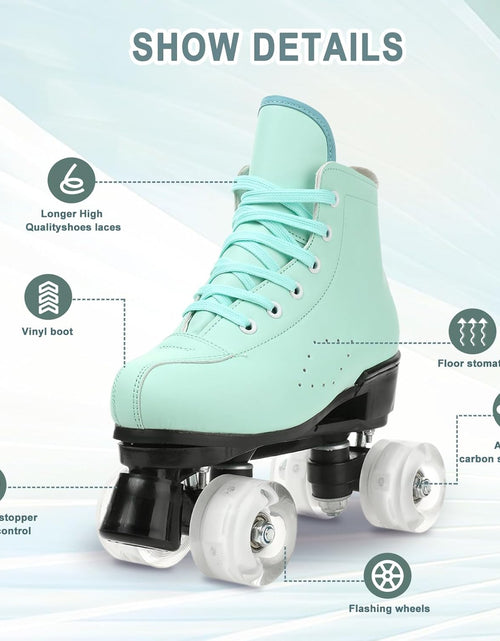 Load image into Gallery viewer, Roller Skates for Women and Men Cowhide High-Top Shoes Classic Double-Row Roller Skate Four-Wheel Roller Skates for Men Girls Unisex
