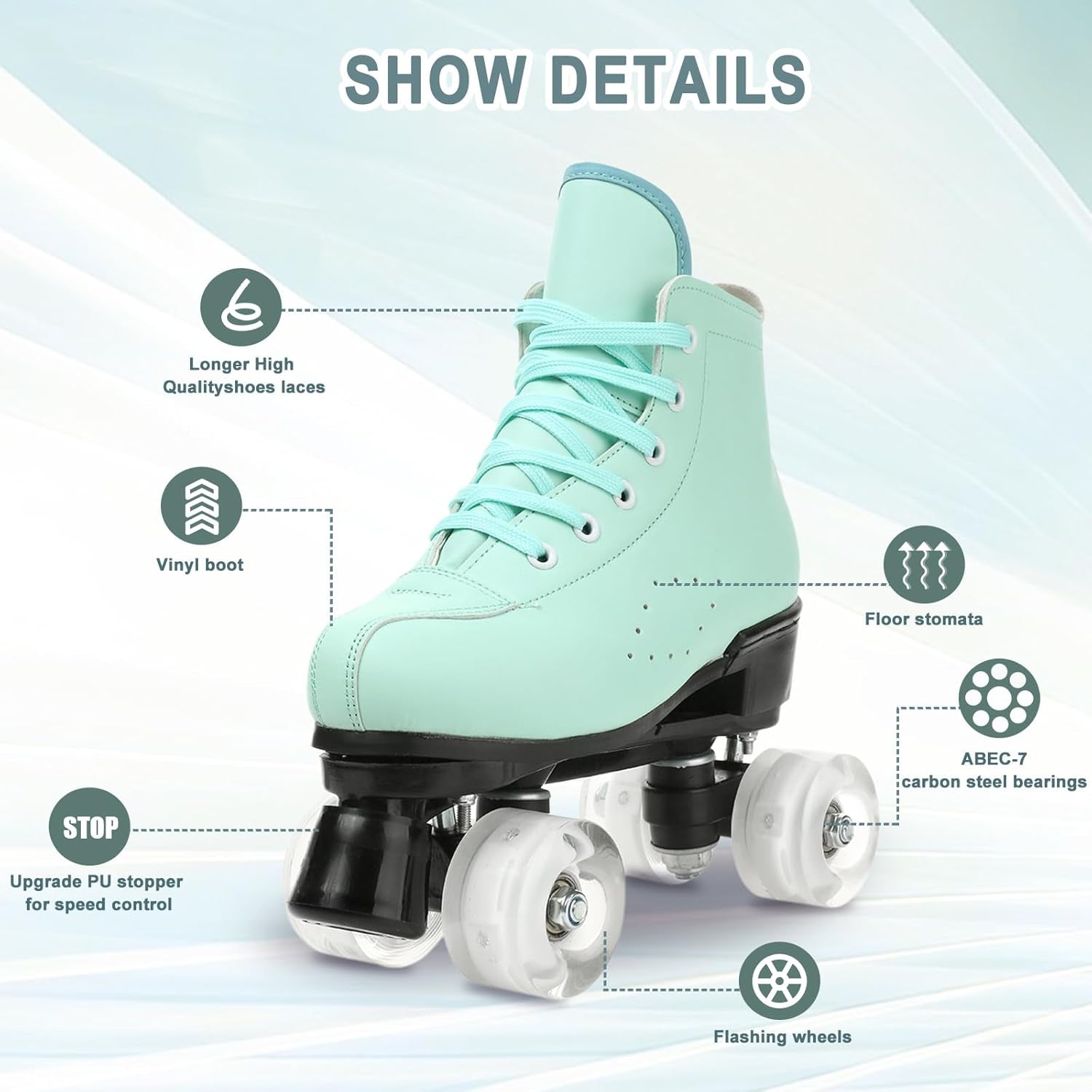 Roller Skates for Women and Men Cowhide High-Top Shoes Classic Double-Row Roller Skate Four-Wheel Roller Skates for Men Girls Unisex