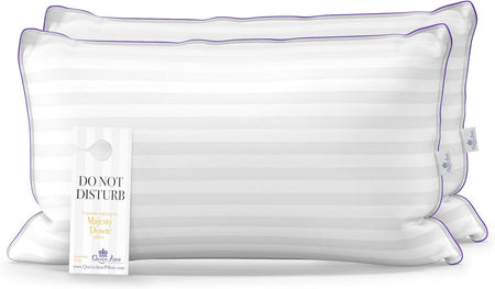 Luxury Hotel Pillows - Two Pack (2) - Majesty down - Synthetic down Alternative - Allergy Free Hypoallergenic Bed Pillows - Made in USA (Queen Soft)