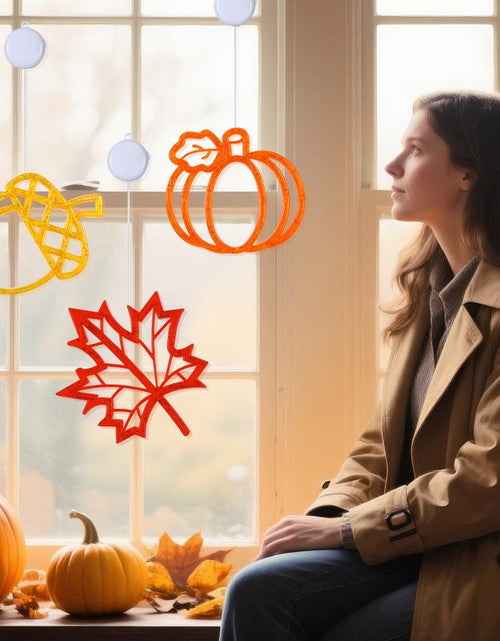 Load image into Gallery viewer, Lolstar Fall Decor Window Lights 2025 Thanksgiving Decorations Acorn Maple Leaves Pumpkin LED Lights with Suction Cups Battery Operated(Exclusive) Slow Fade Mode Timer Autumn Decorations for Home
