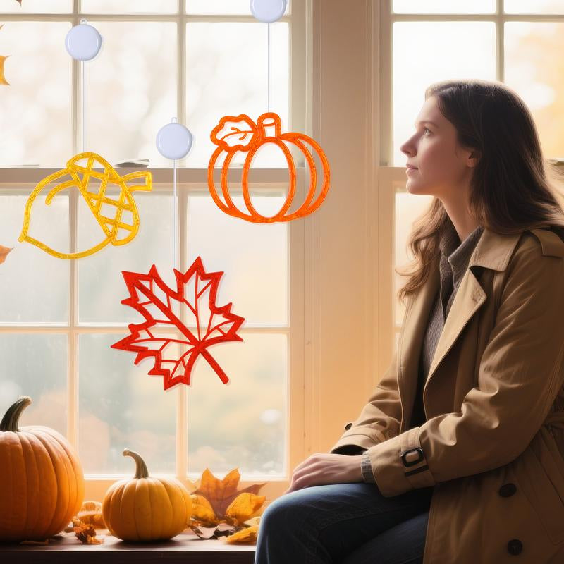 Lolstar Fall Decor Window Lights 2025 Thanksgiving Decorations Acorn Maple Leaves Pumpkin LED Lights with Suction Cups Battery Operated(Exclusive) Slow Fade Mode Timer Autumn Decorations for Home