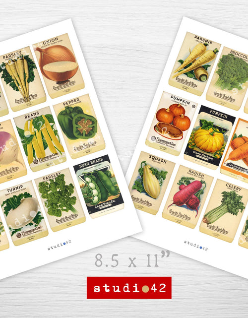 Load image into Gallery viewer, Vintage Seed Packs Ephemera, Vegetable Seeds Packs Printables, Seeds Digital Collage Sheets, Vintage Vegetable Seed Packets Printable
