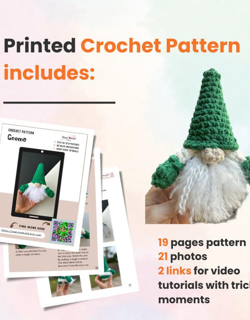 Load image into Gallery viewer, New Year DIY Crochet Kit: Beginner-Friendly Amigurumi Gnome Pattern for Christmas Ornaments and Unique Holiday Decor Handmade Gift Idea
