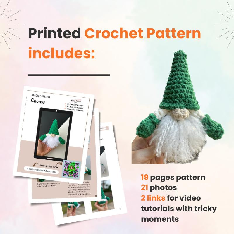 New Year DIY Crochet Kit: Beginner-Friendly Amigurumi Gnome Pattern for Christmas Ornaments and Unique Holiday Decor Handmade Gift Idea