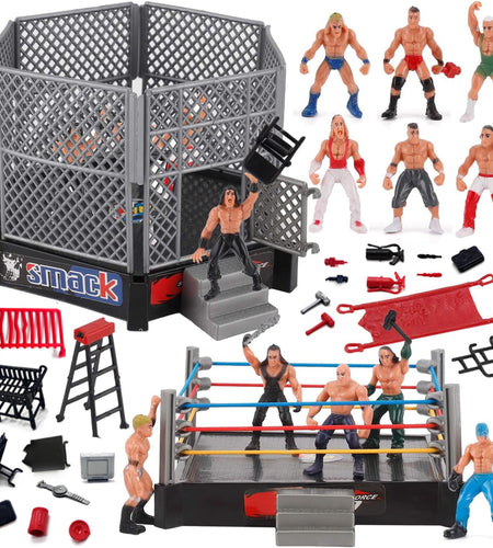 ToyVelt WWE Ring Playset with 32-Piece Wrestling Action Figures for Boys 8-12 Playset Safe and Durable WWE Toys Comes with Wrestling Ring Realistic Action Figures