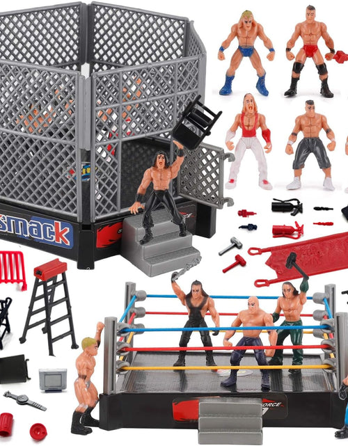 Load image into Gallery viewer, ToyVelt WWE Ring Playset with 32-Piece Wrestling Action Figures for Boys 8-12 Playset Safe and Durable WWE Toys Comes with Wrestling Ring Realistic Action Figures
