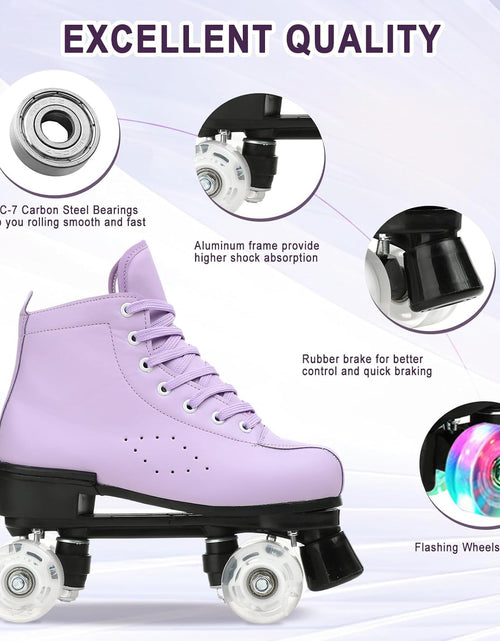 Load image into Gallery viewer, Roller Skates for Women and Men Cowhide High-Top Shoes Classic Double-Row Roller Skate Four-Wheel Roller Skates for Men Girls Unisex
