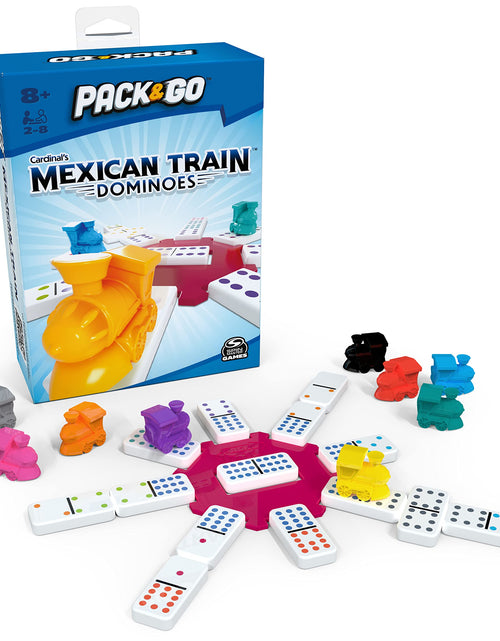 Load image into Gallery viewer, Pack &amp; Go Mexican Train Dominoes from Spin Master Games Portable Dominoes Set Kids Games Classic Board Games for Adults and Kids Ages 8 and Up

