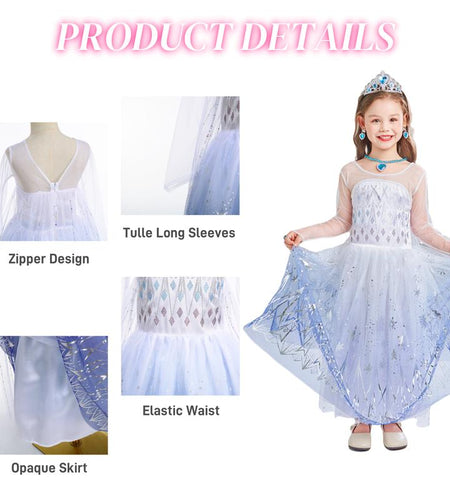 Kids' Princess Dress Costume Set with Versatile Skirt for Toddler Girl Halloween Christmas Party Outfit