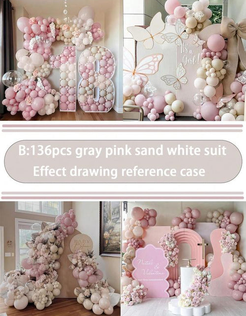 Load image into Gallery viewer, 136PCS Gender Reveal Balloon Arch Kit - Dusty Pink &amp; Fog Blue Balloons, White Sand Balloons, Boho Wedding Decor, Bridal Bear Theme
