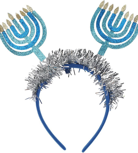 Hanukkah Headbands Diwali Headband - Blue with Sparkling Ribbon Design Hanukkah Headband Hair Hoop Party Decoration Costumes Accessories
