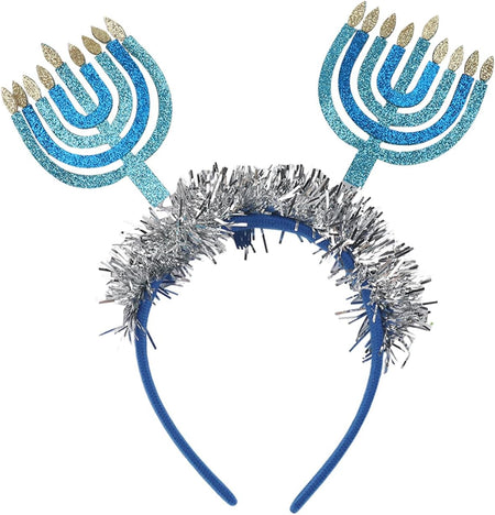 Hanukkah Headbands Diwali Headband - Blue with Sparkling Ribbon Design Hanukkah Headband Hair Hoop Party Decoration Costumes Accessories