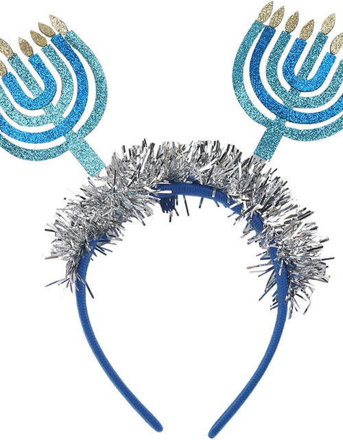 Load image into Gallery viewer, Hanukkah Headbands Diwali Headband - Blue with Sparkling Ribbon Design Hanukkah Headband Hair Hoop Party Decoration Costumes Accessories
