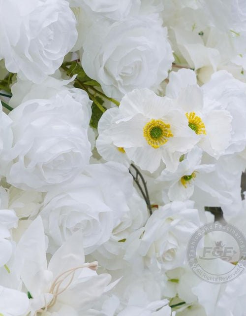 Load image into Gallery viewer, 7.87FT X 8.53FT Artificial White Rose Cloth Base Flower Row Arrangement Decor for Wedding Backdrop Square Frame Event Props
