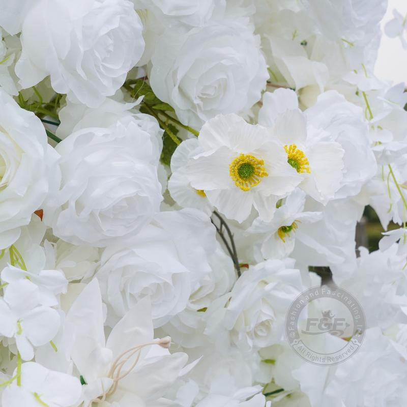 7.87FT X 8.53FT Artificial White Rose Cloth Base Flower Row Arrangement Decor for Wedding Backdrop Square Frame Event Props