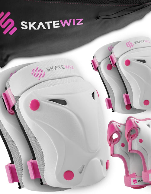 Load image into Gallery viewer, Knee Pads for Kids - Knee and Elbow Pads Set - PROTECT-1 - Size S Pink White - Wrist Guards Skating Protective Gear, Skateboard, Roller Skate, Ice Skates for Kids

