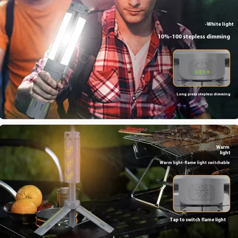 Telescopic Camping Lantern 8000Mah Rechargeable Waterproof Flashlights Dimmable Camping Lamp Emergency Camping Hiking Light