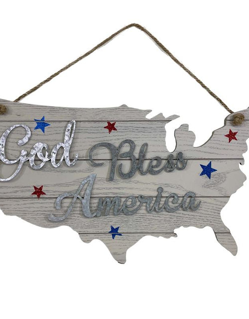 Load image into Gallery viewer, God Bless America Wall Sign Decor | July 4Th Rustic Home Decor
