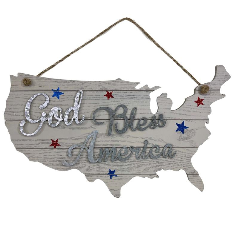 God Bless America Wall Sign Decor | July 4Th Rustic Home Decor