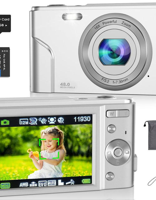 Load image into Gallery viewer, Auto Focus Digital Camera, 1 Count Full HD 1080P/48MP Mini Digital Cameras with 32G Memory Card, Compact Portable Camera, 16X Zoom Digital Camera Pictures For, Photo Camera, Shoot Cameras, Pocket Camera
