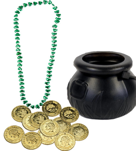 Leprechaun Loot Mini Pot of Gold St Patrick 27Pc 3" Decoration Pack, Black Gold
