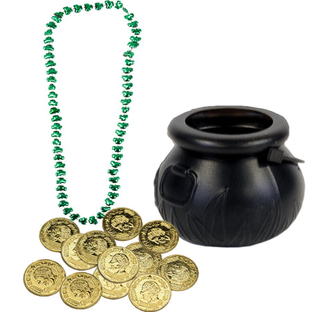 Leprechaun Loot Mini Pot of Gold St Patrick 27Pc 3" Decoration Pack, Black Gold