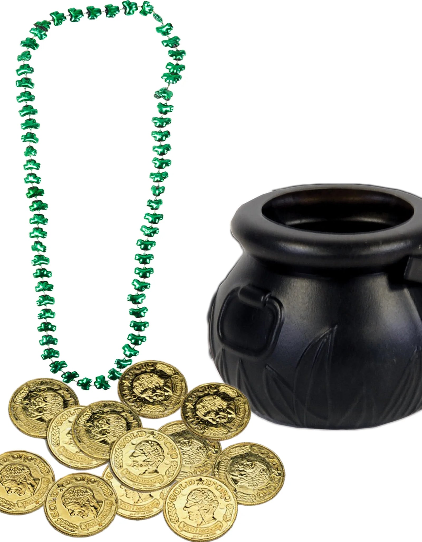 Leprechaun Loot Mini Pot of Gold St Patrick 27Pc 3" Decoration Pack, Black Gold