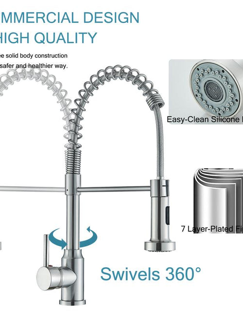 Load image into Gallery viewer, Senlesen Kitchen Faucets, Brushed Nickel Commercial Kitchen Faucet with Pull down Sprayer, Stainless Steel Kitchen Sink Faucets for 1 Hole, Single Handle Faucet for Sink Farmhouse Rv
