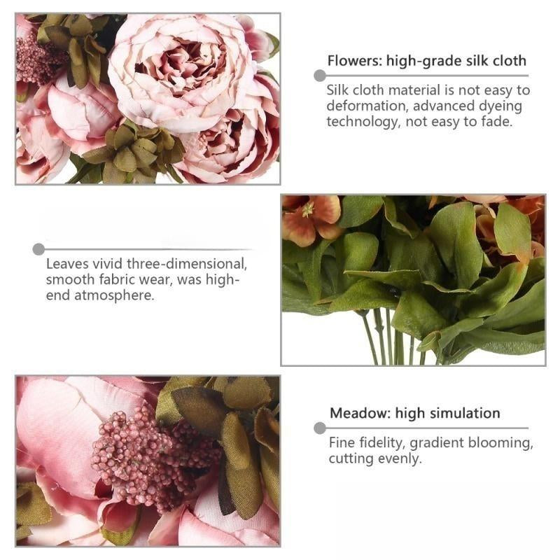 High-Quality Artificial Peony Hydrangea Bouquet Set - Ins Style Wedding, Party & Home Decor, Table Centerpiece for Living/Dining Room, Christmas/Halloween Decor, Mother'S Day Gift - Premium Fake Flowers, Artificial Flower Plant
