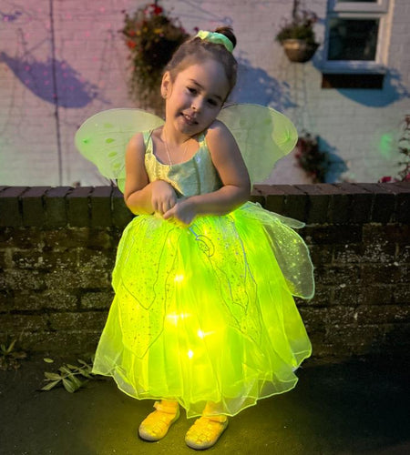 UPORPOR Light up Girls Halloween Costume Fairy Dress & Wings Green Fairy Girls Costume Princess Ball Gown Kids