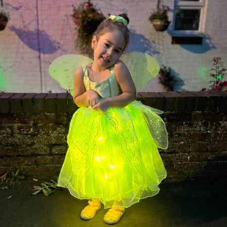 UPORPOR Light up Girls Halloween Costume Fairy Dress & Wings Green Fairy Girls Costume Princess Ball Gown Kids
