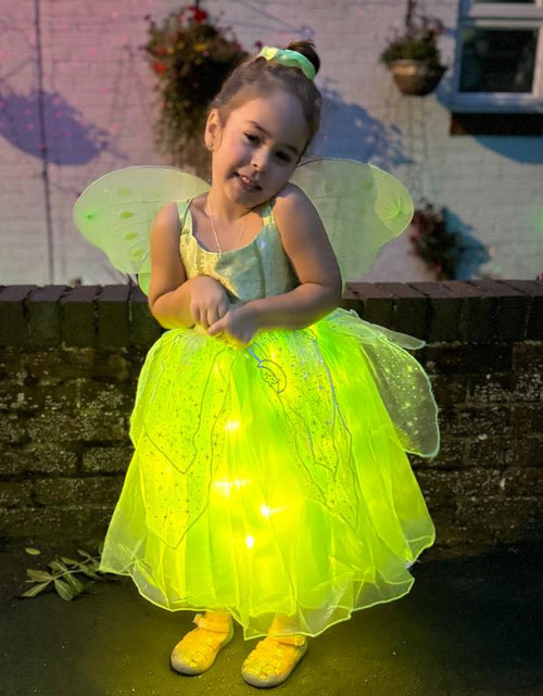 Load image into Gallery viewer, UPORPOR Light up Girls Halloween Costume Fairy Dress &amp; Wings Green Fairy Girls Costume Princess Ball Gown Kids
