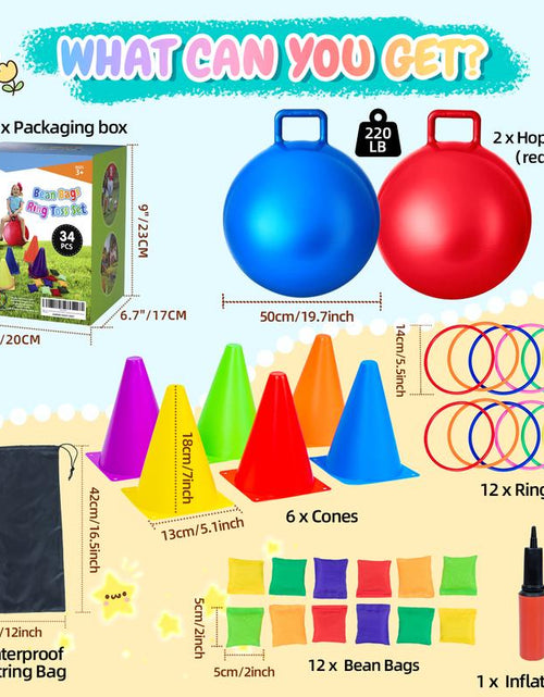 Load image into Gallery viewer, Joyspot 4 in 1 Carnival Outdoor Games Combo Set for Kids, Soft Plastic Cones Bean Bags Ring Toss Game,Gift for Kids
