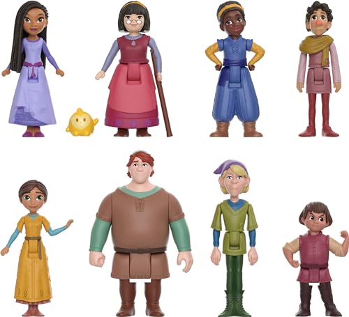 Mattel Disney Wish Toys The Teens Mini Doll Set 8 Posable Dolls & Star Figure Signature Outfits Inspired by the Movie
