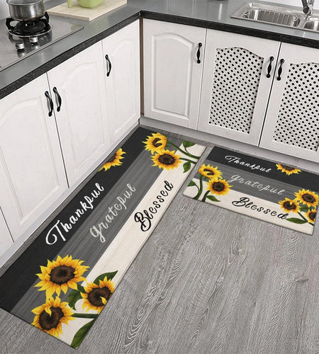Sunflower Kitchen Rugs - Kitchen Mat Set of 2, Sunflower Decor Sunflower Rugs for Kitchen, Farmhouse Kitchen Rugs, Country Sunflower Kitchen Decor Accessories Things - Sunflower Rugs and Mats