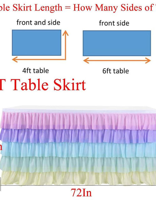 Load image into Gallery viewer, Pastel Rainbow Table Skirt Ruffle Party Tablecloth for Rectangle Table 6Ft Birthday Party Baby Shower
