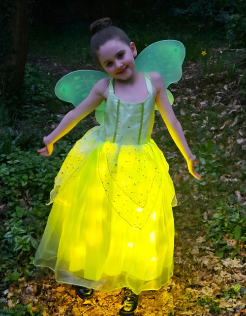 Load image into Gallery viewer, UPORPOR Light up Girls Halloween Costume Fairy Dress &amp; Wings Green Fairy Girls Costume Princess Ball Gown Kids
