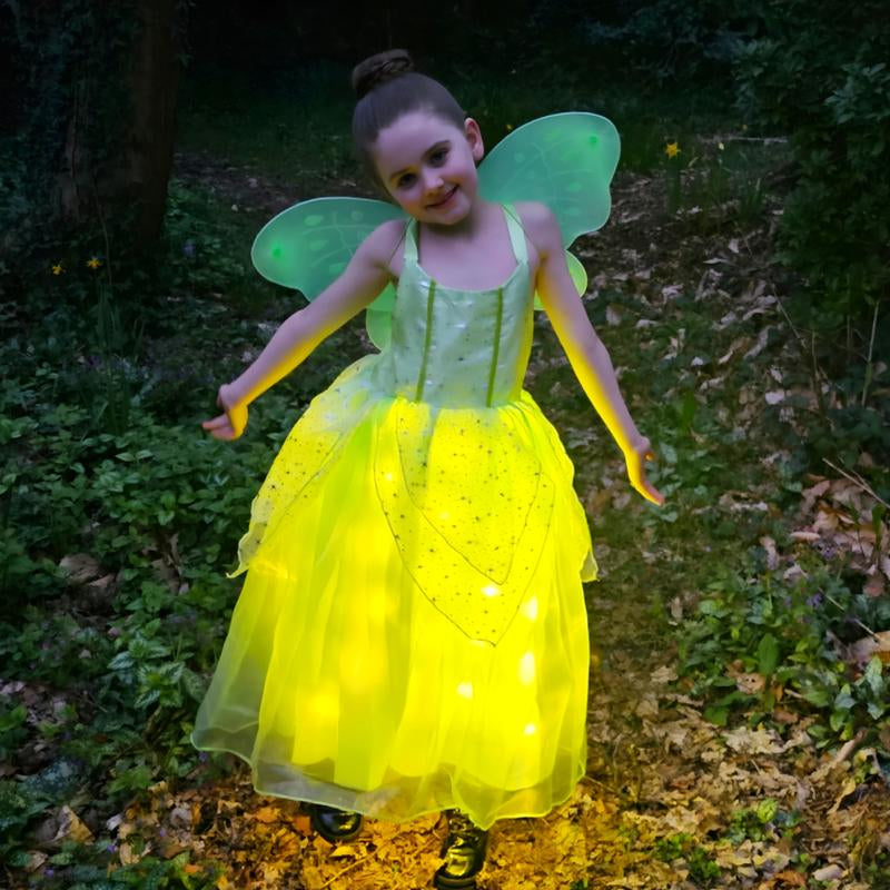 UPORPOR Light up Girls Halloween Costume Fairy Dress & Wings Green Fairy Girls Costume Princess Ball Gown Kids