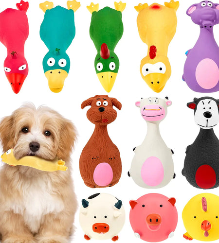 Jenaai 11 Pcs Dog Squeaky Toys Squeaky Latex Dog Toys Soft Chew Rubber Dog Toy Rubber Chew Toys for Dogs Assorted Animal Pet Toys Puppy Fetch Pet Interactive Play for Small and Medium Pets