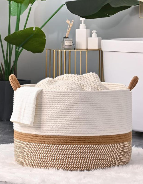Load image into Gallery viewer, Large Cotton Rope Storage Basket | Durable Pet-Friendly Organizer with Handles | Woven Multi-Purpose Basket for Home &amp; Pet Toys Laundry Room
