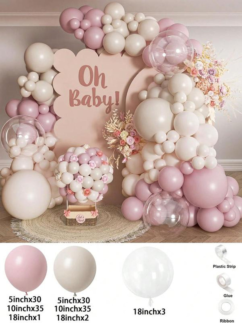 136PCS Gender Reveal Balloon Arch Kit - Dusty Pink & Fog Blue Balloons, White Sand Balloons, Boho Wedding Decor, Bridal Bear Theme