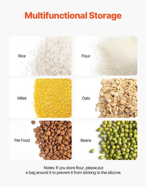 Load image into Gallery viewer, VEVOR Rice Storage Container, 3.5Gal/15Lx2 + 4.5Gal/20Lx2 Large Dog Food Dispenser Bin, Kitchen Ingredient Grain Cereal Bin, Pet Food Containers with Wheels, 4 Measuring Cups, Airtight Lid, 4 Pack
